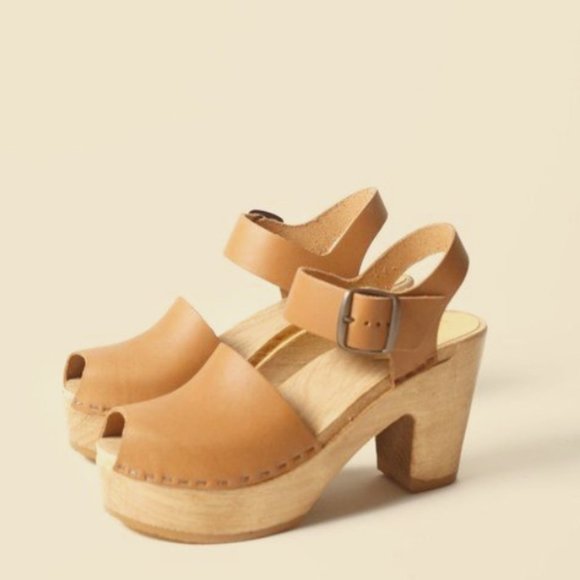 No. 6 Shoes - No. 6 Peep Toe Jane Platform Clog 39 Tan